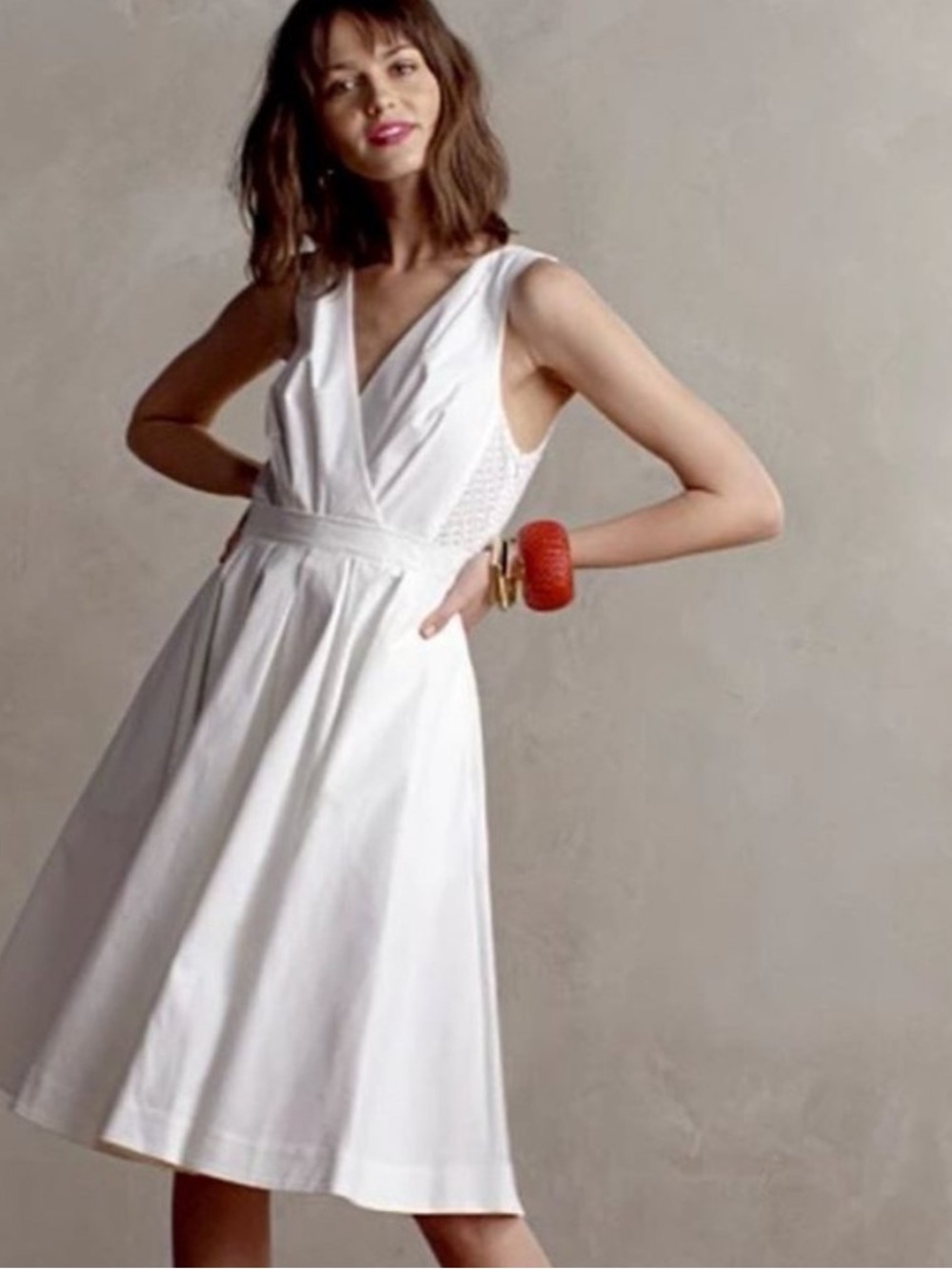 NWT Anthropologie Collette Dinnigan Pleated Trellis Dress in White Sz 10